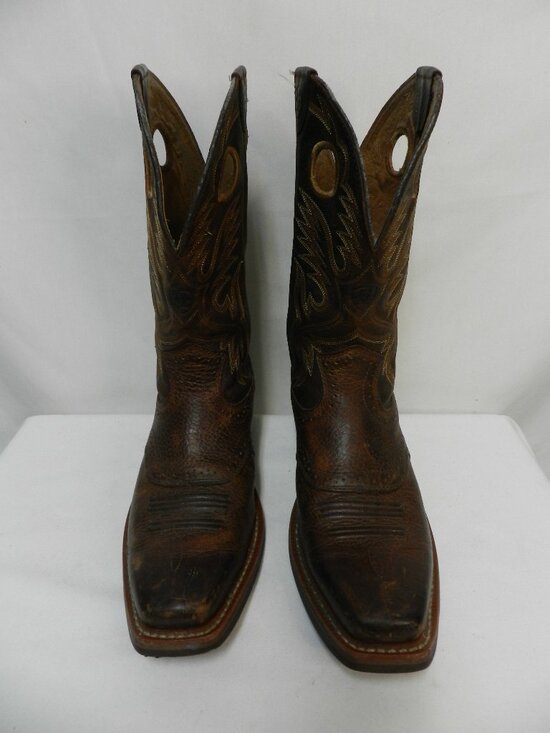 Ariat Men Size 9 M Leather Heritage Roughstock Cowboy boots embroidered brown main image 9